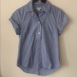 J. Crew Blue Short Sleeve Notched Collar Shirt
